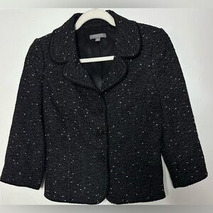 Ann Taylor Black Tweed Blazer | 3/4 Sleeve, Elegant Cut Size 6P